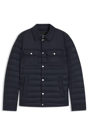 Jakke BOSS Water-repellent Down Jacket with Chest Pockets Mørkeblå | 50540456