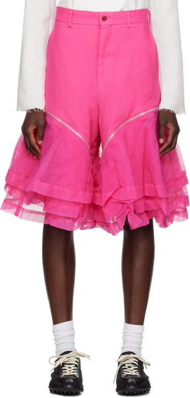 Shorts Comme des Garçons Comme des Garçons Homme Plus Gabardine and Nylon Tulle Shorts Lyserød | PO-P010-051, 0