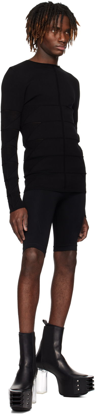 Shorts Rick Owens Rick Owens Hollywood Active Knit Shorts Sort | RU01E5693 KSP, 3