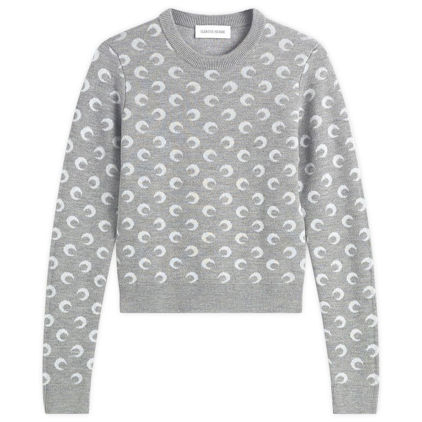 Sweater Marine Serre Moon Jacquard Knit Fitted Crewneck Sweater Grå | WTK014BCKNI0530-GR60
