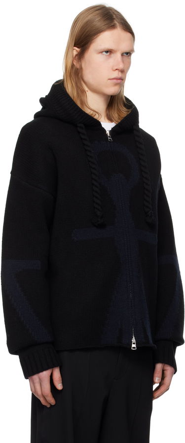Sweater JW Anderson JW Anderson Anchor Logo Knit Zip Hoodie Brun | KW1345-YN0170, 4