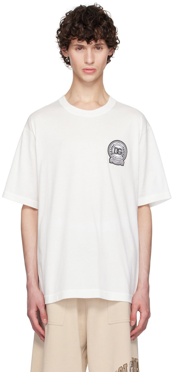 T-shirt Dolce & Gabbana Dolce&Gabbana T-Shirt With Embroidered Logo Hvid | G8PN9ZG7NYE