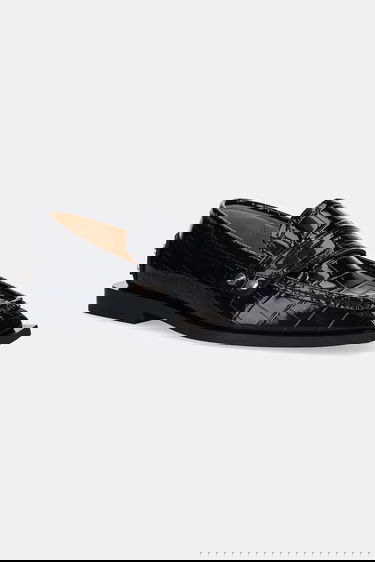 Sneakers og sko GANNI GANNI Studs Square Toe Shiny Croco Loafers Sort | S3014, 0