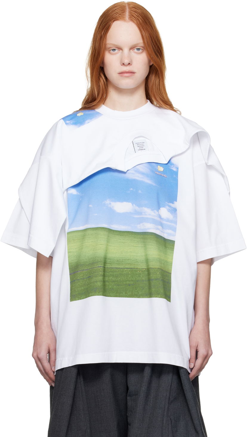 T-shirt VETEMENTS Vetements Desktop Double Layered T-Shirt Hvid | UH76TR770W
