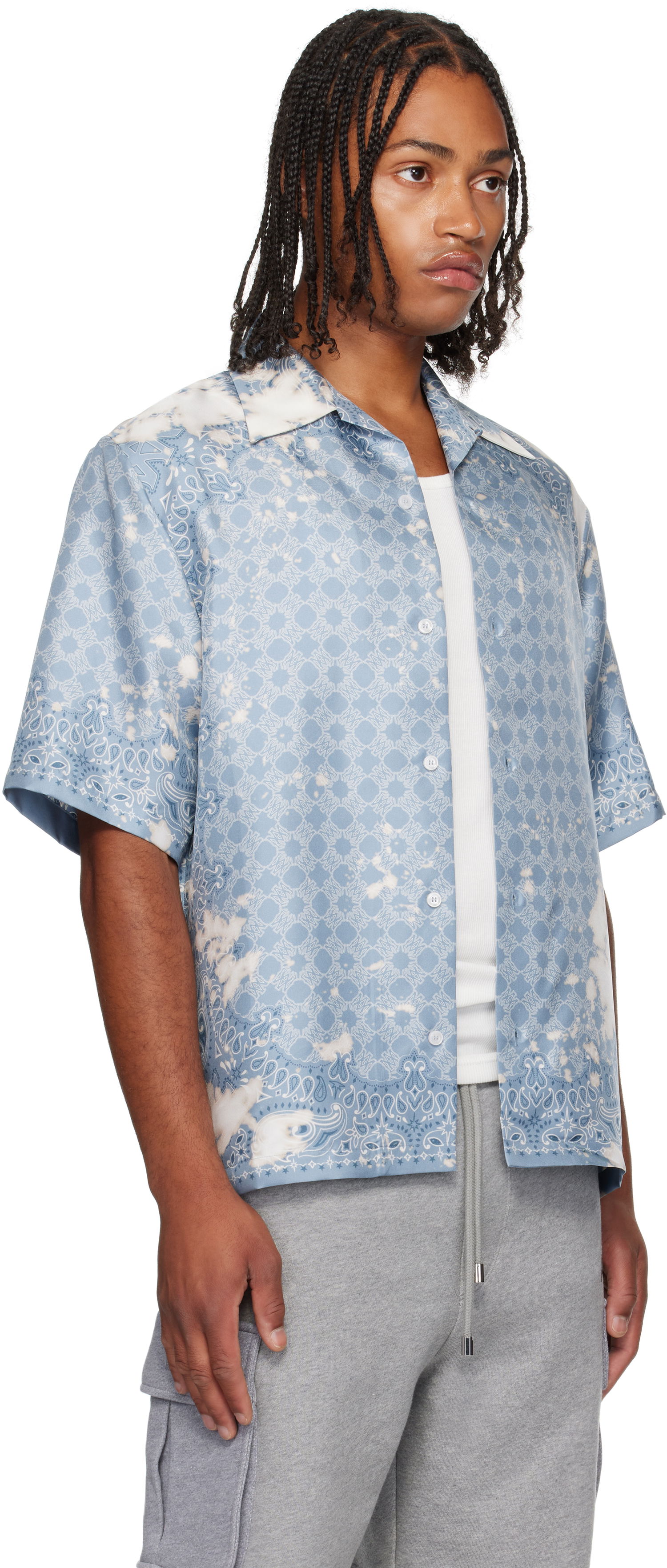 Skjorte AMIRI Bleach Bandana Bowling Shirt Blå | AMSTCA1159, 1