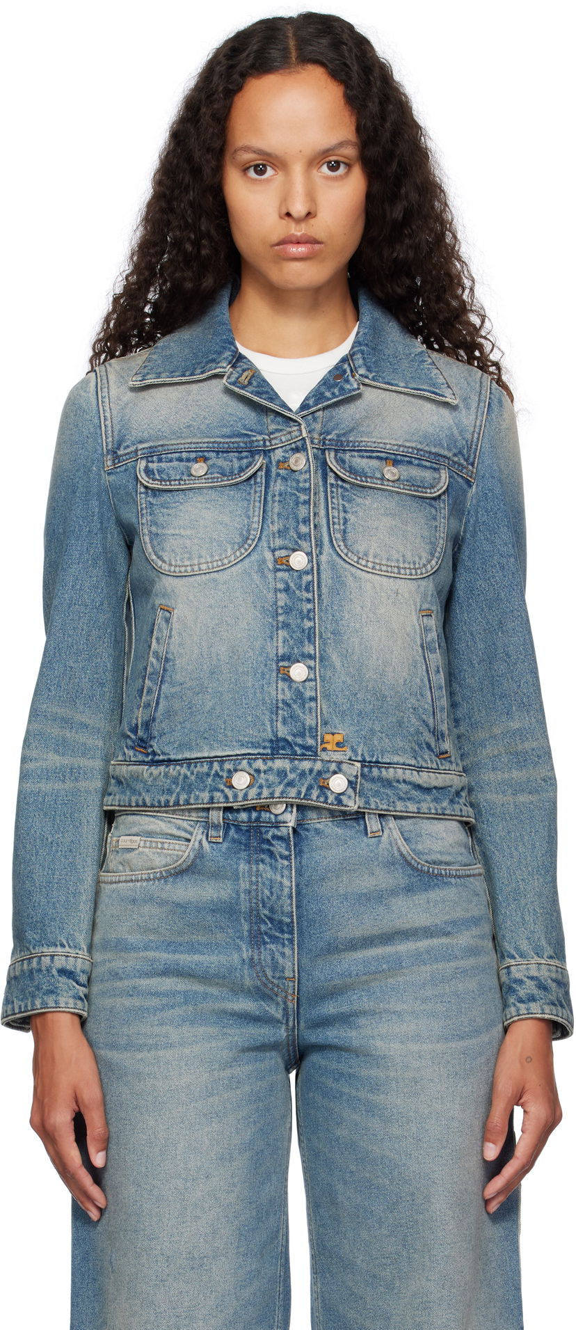 Jakke Courrèges Courrèges Denim Trucker Jacket Blå | 324DBL002DE0033