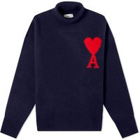 Sweater AMI Large A Heart Roll Neck Knit Mørkeblå | UKS406-018-4005, 2