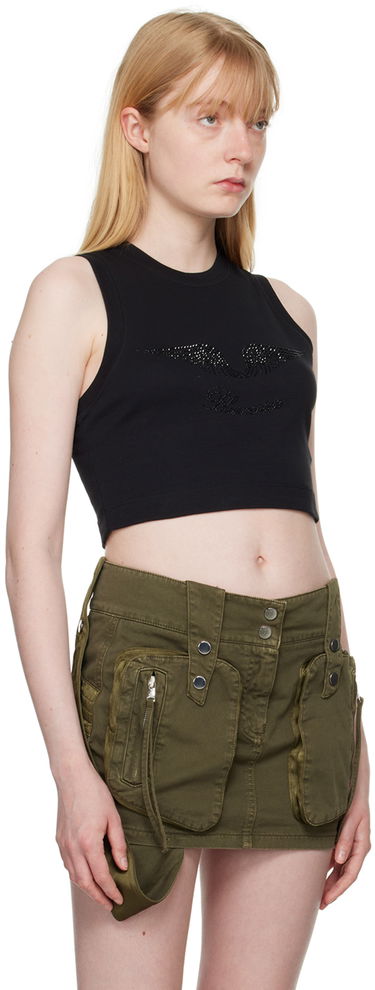 Tanktop Blumarine White Crystal-Cut Tank Top Hvid | P444T037A, 4
