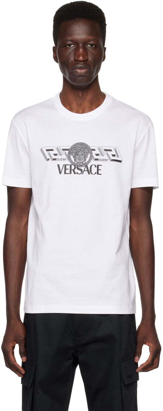 T-shirt Versace La Greca T-Shirt Hvid | 1008461 1A06051, 0