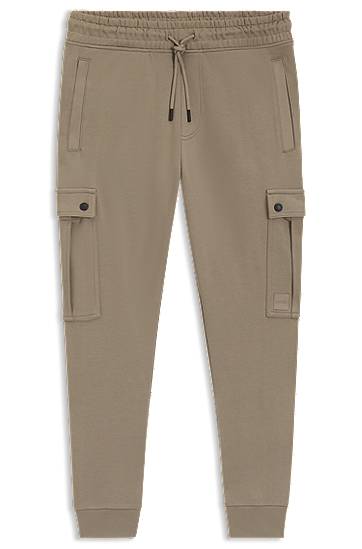 Joggingbukser BOSS Relaxed-Fit Cotton-Terry Cargo Joggers Beige | 50542917