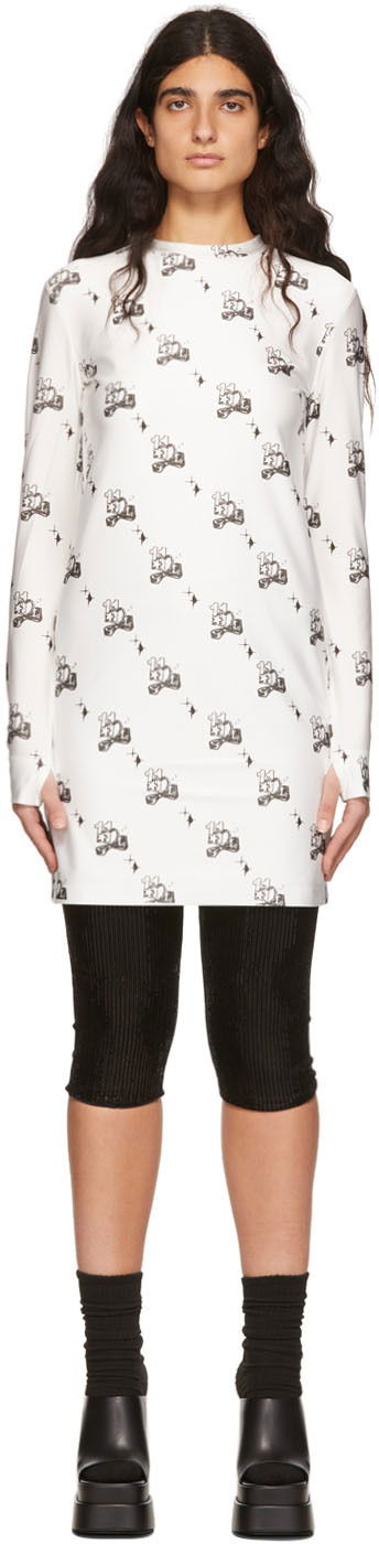 Kjole We11done Printed Mini Dress Hvid | WD-TO1-22-572-W-WH