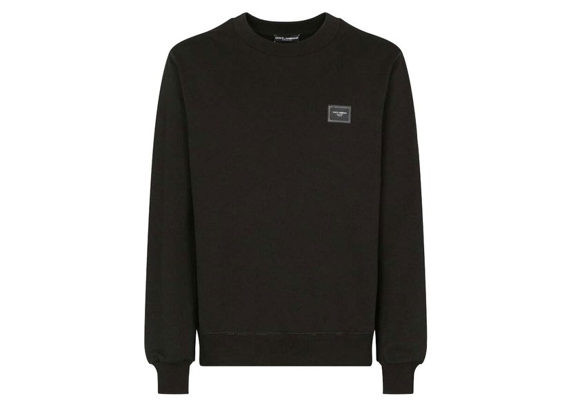 Sweatshirt Dolce & Gabbana Jersey Branded Plate Sweatshirt Black Sort | G9PD3TFU7DUN0000