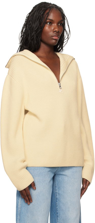 Sweater Courrèges Ribbed Wool Half-Zip Sweater Gul | 324MPU182FI0036, 1