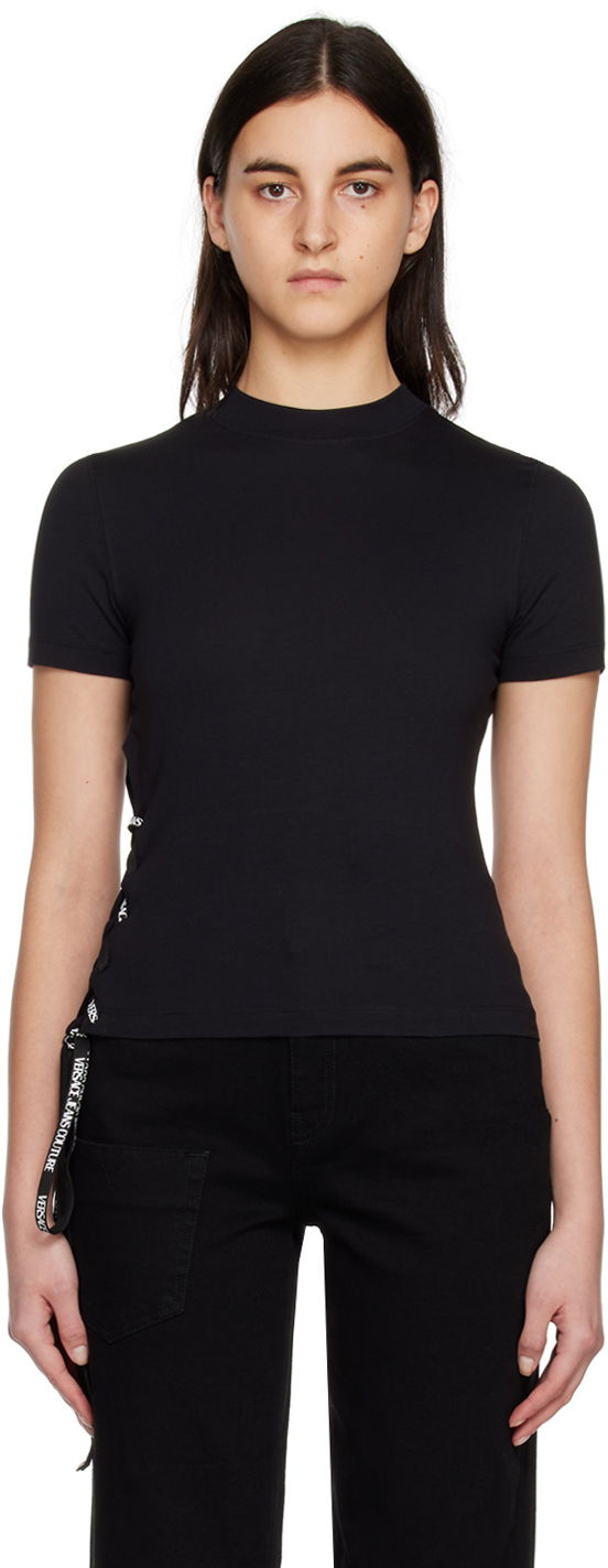 T-shirt Versace Jeans Couture Lace-Up T-Shirt Sort | E74HAH615EJ0020