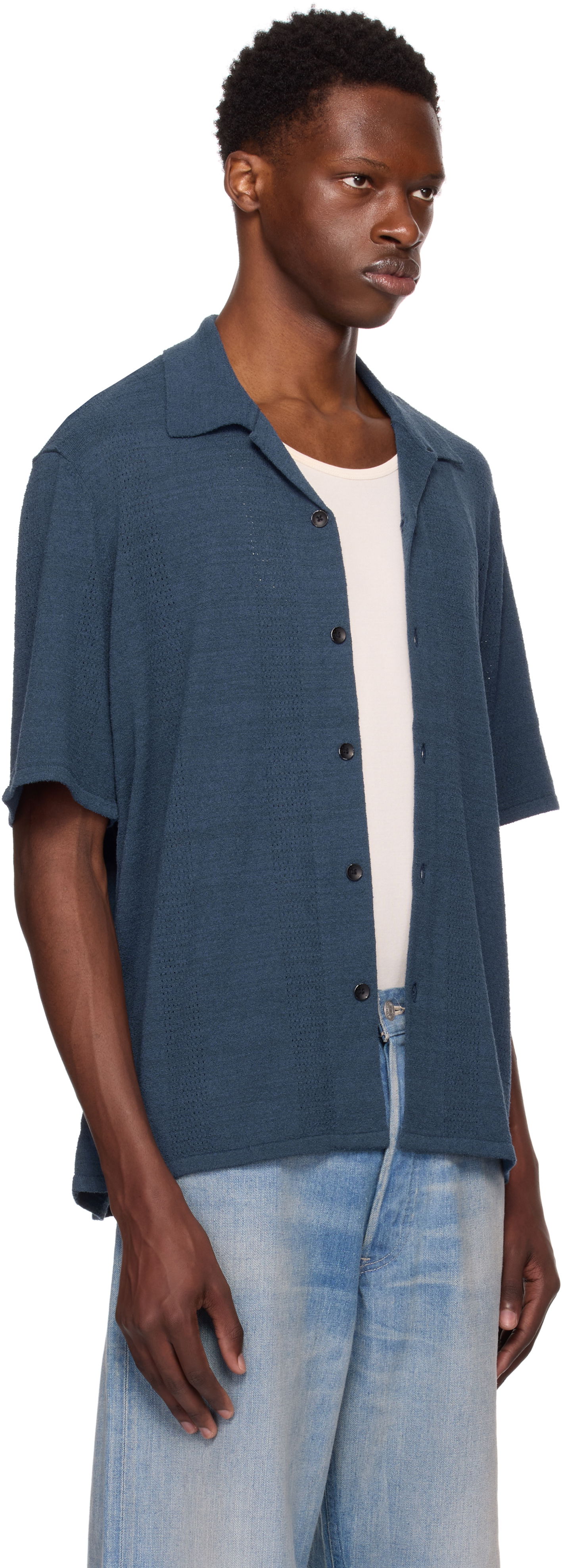 Skjorte rag & bone Rag & Bone Avery Zuma Knitted Shirt Blå | MBS25P020NC20, 1