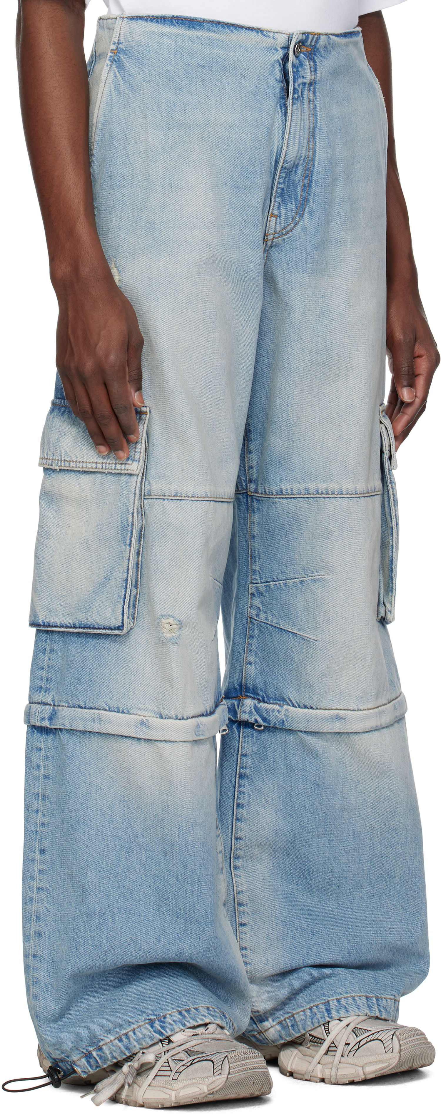 Cargo bukser We11done We11done Faded Denim Zip-off Cargo Pants Blå | WD-DP0-25-393-M-SK, 1