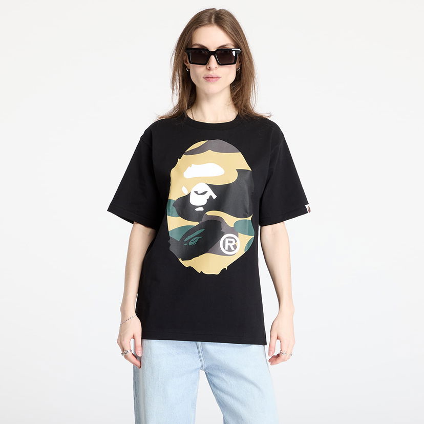 T-shirt BAPE A BATHING APE Giant 1St Camo Big Ape Head Tee Sort | 001TEL301015MBKD