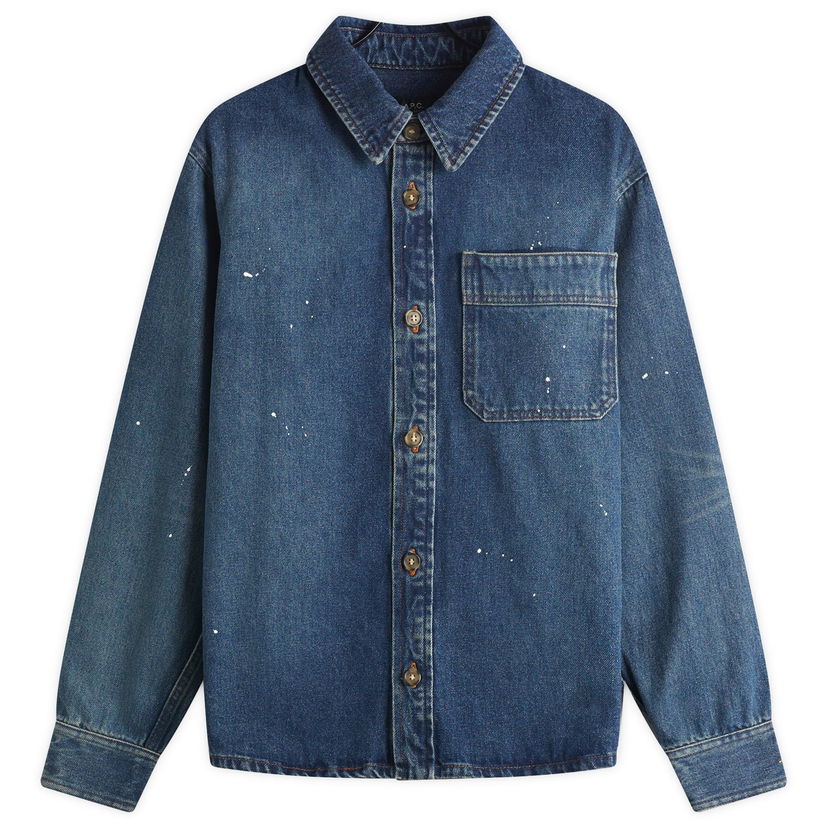 Skjorte A.P.C. A.P.C. Basile Painter Denim Overshirt, Size Small Blå | COHGL-H02709-IAL