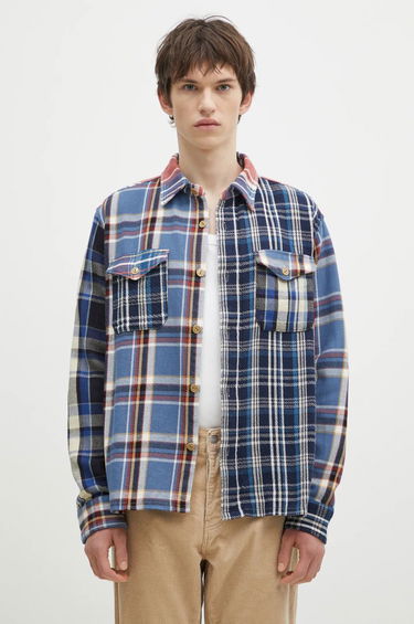 Skjorte Human Made Crazy Check Relaxed Longsleeve Shirt Blå | HM28SH014, 0