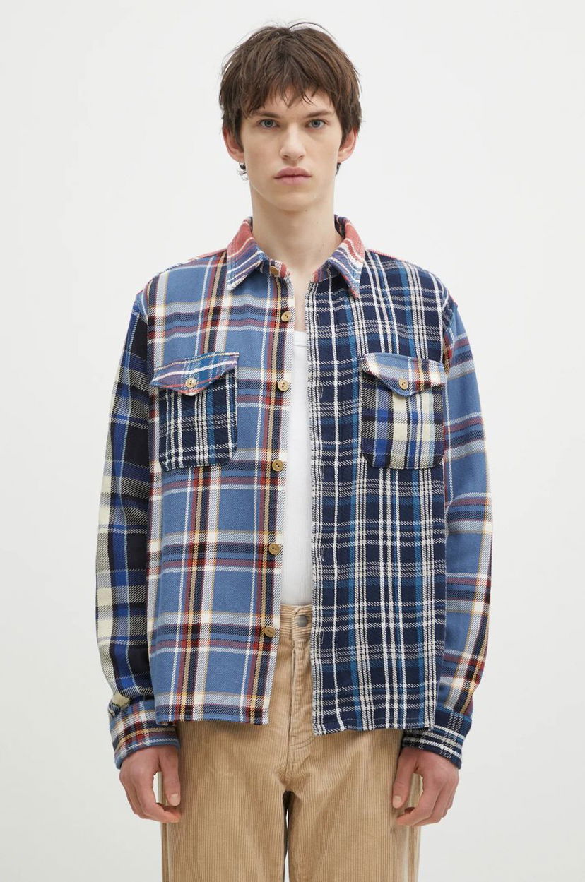 Skjorte Human Made Crazy Check Relaxed Longsleeve Shirt Blå | HM28SH014