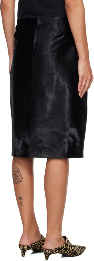 Nederdel Loulou de Saison Loulou de Saison Myra Asymmetrical Pony-Effect Leather Midi Skirt Sort | MYRA, 2