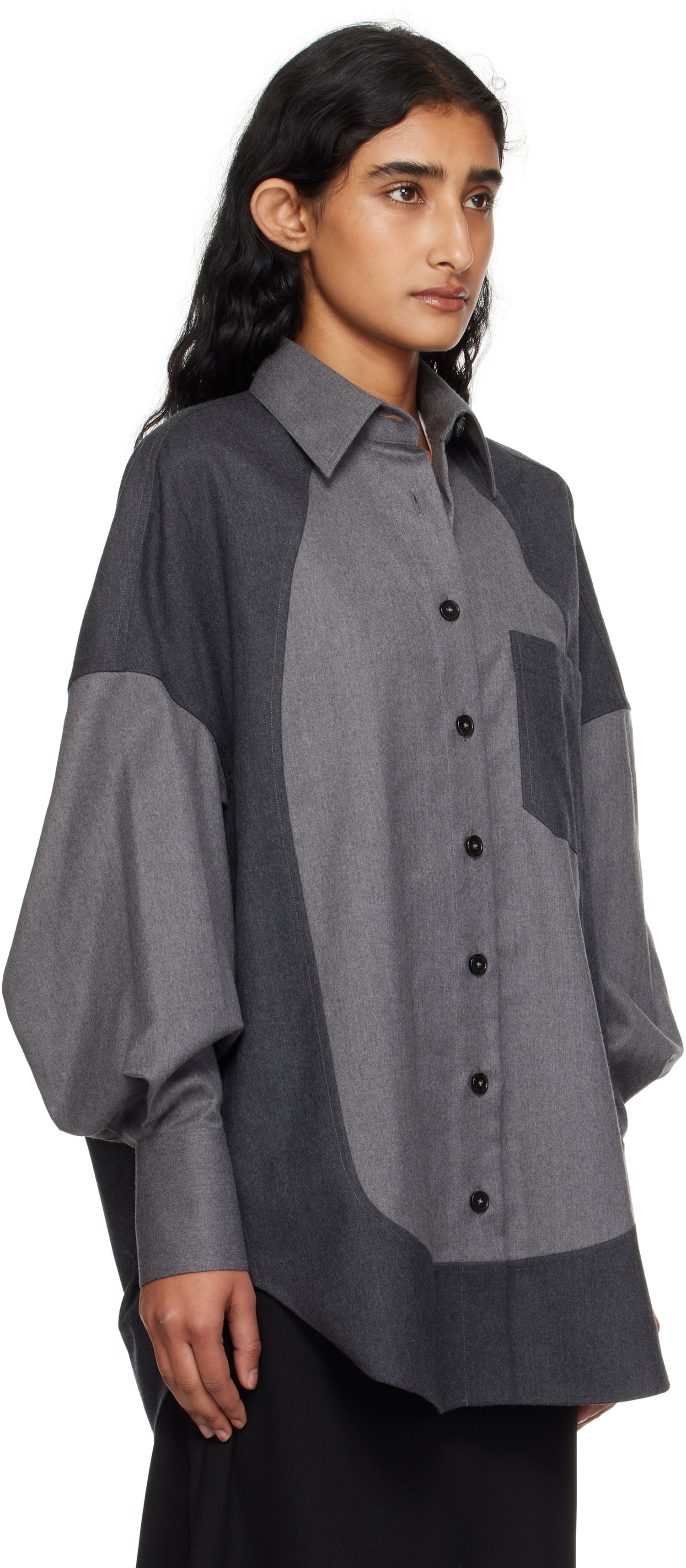 Skjorte Stella McCartney Stella McCartney Mixed Flannel Shirt Grå | 6201593CU703, 1