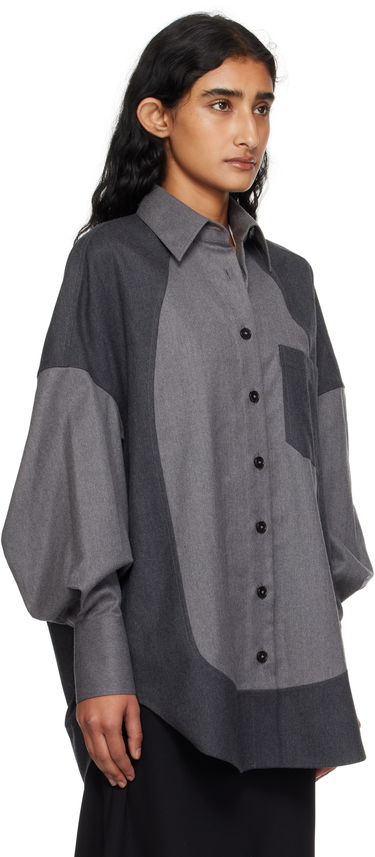 Skjorte Stella McCartney Stella McCartney Mixed Flannel Shirt Grå | 6201593CU703, 1