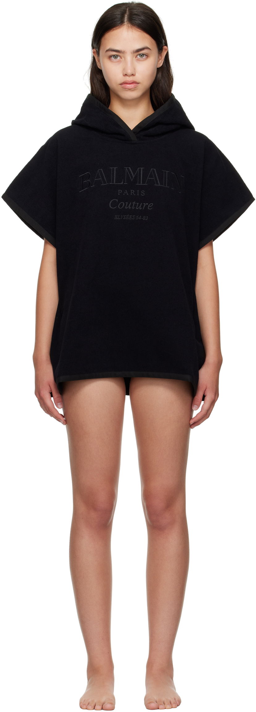 Badetøj Balmain Balmain Couture Hooded Cover-up Sort | BKP472400