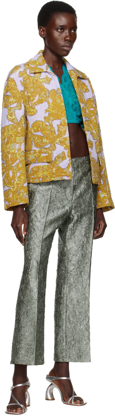 Jakke Dries Van Noten Dries Van Noten Beaded Floral Print Jacket Gul | 251-010520-1082, 3