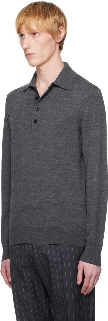 Polo skjorte Tom Ford TOM FORD Fine Gauge Wool Polo Grå | KPL003-YMW070S25, 3
