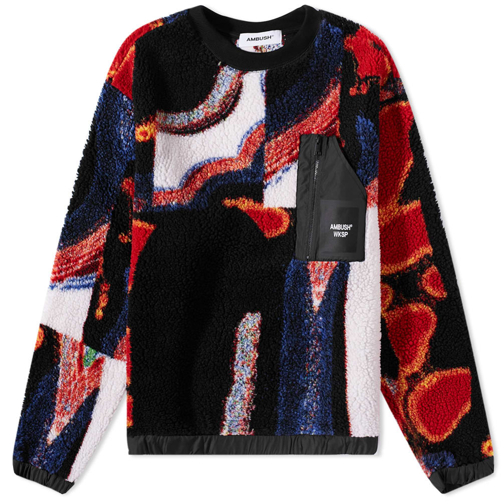 Sweater Ambush Printed Fleece Crewneck Bourgogne | BMBA027F22FAB0018410, 0
