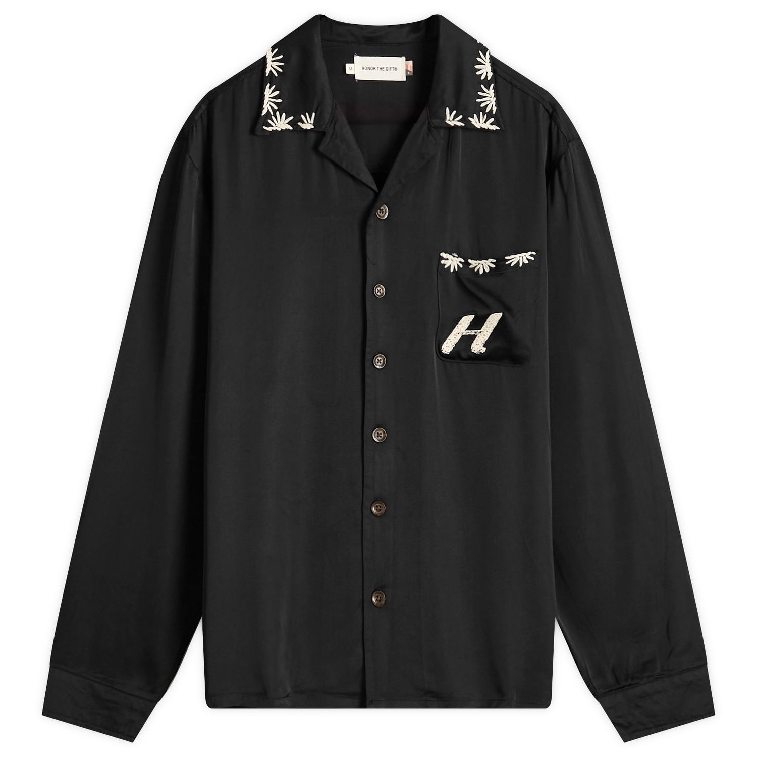 Skjorte Honor The Gift Palm Stitch Vacation Shirt Sort | HTG240330-BLK, 0