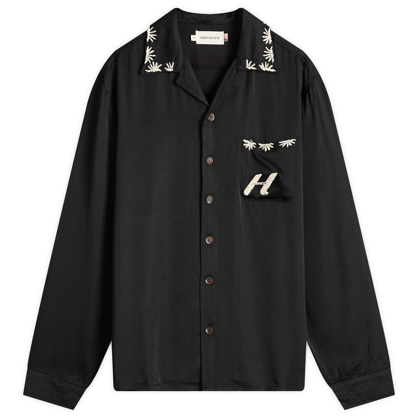 Skjorte Honor The Gift Palm Stitch Vacation Shirt Sort | HTG240330-BLK