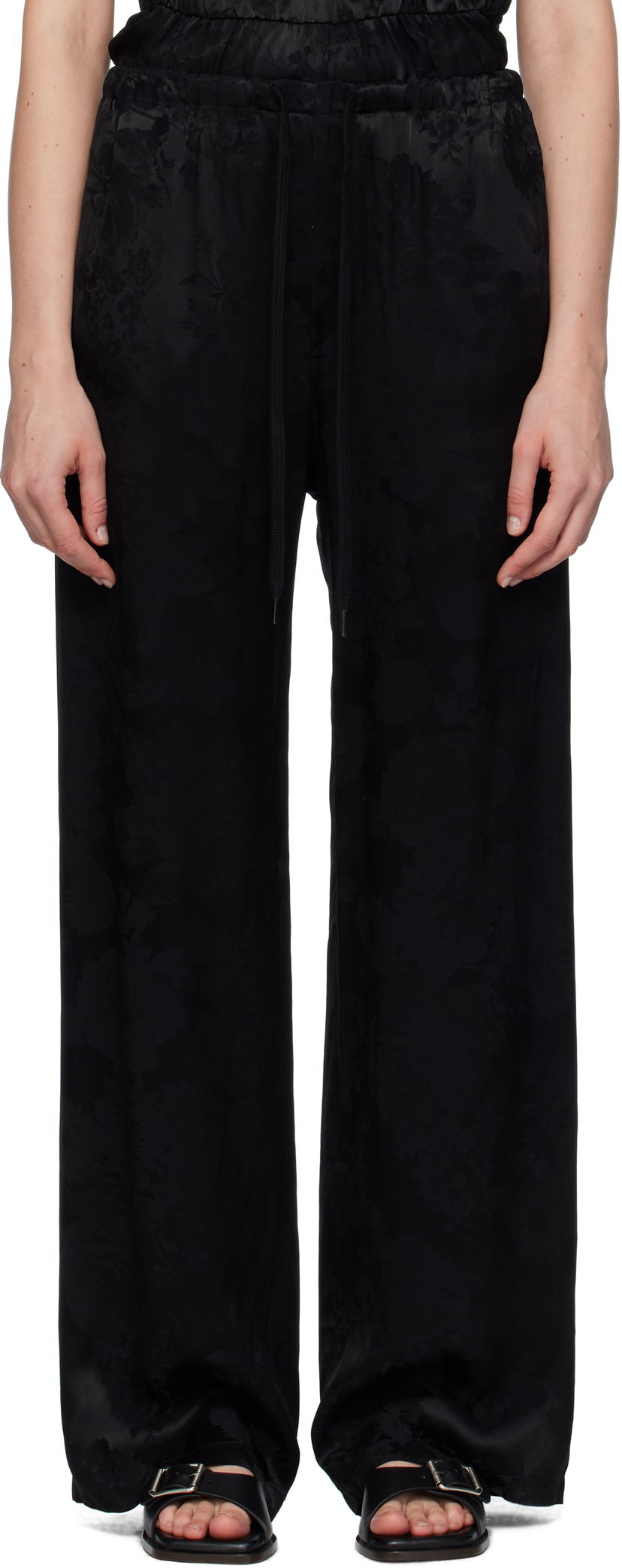 Bukser Maison Margiela MM6 Maison Margiela Jacquard Wide-Leg Trousers Sort | S52KA0551 M35471