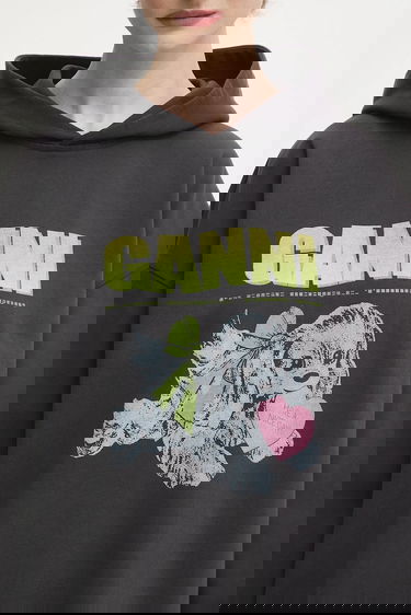 Sweatshirt GANNI Isoli Oversized Hooded Sweatshirt with Dog Print Grå | T4360, 3