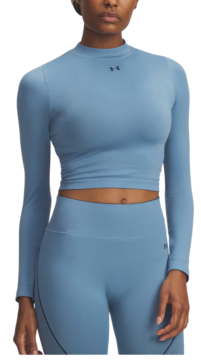 Crop top Under Armour Vanish Seamless Ribbed Mock Neck Long Sleeve Crop Top Blå | 6000645-418