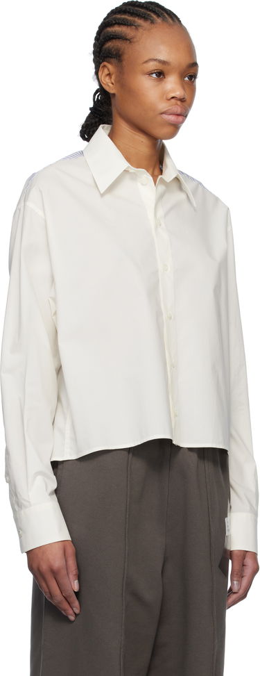 Skjorte Maison Margiela MM6 Maison Margiela Spliced Cotton Poplin Cropped Shirt Hvid | S52DT0042 M35256, 4