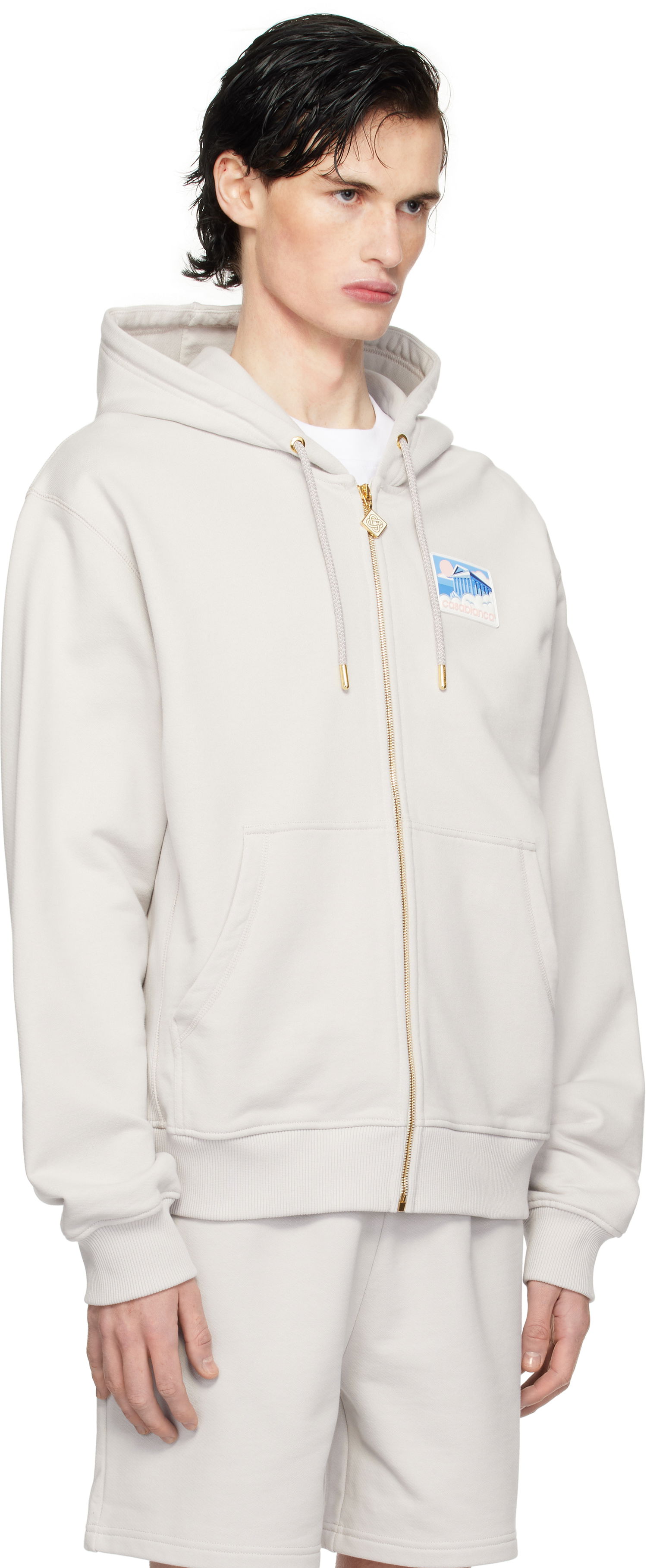 Sweatshirt Casablanca Men's Temple Print Zip Hoodie Grå | MPS25-JTP-150-01, 1