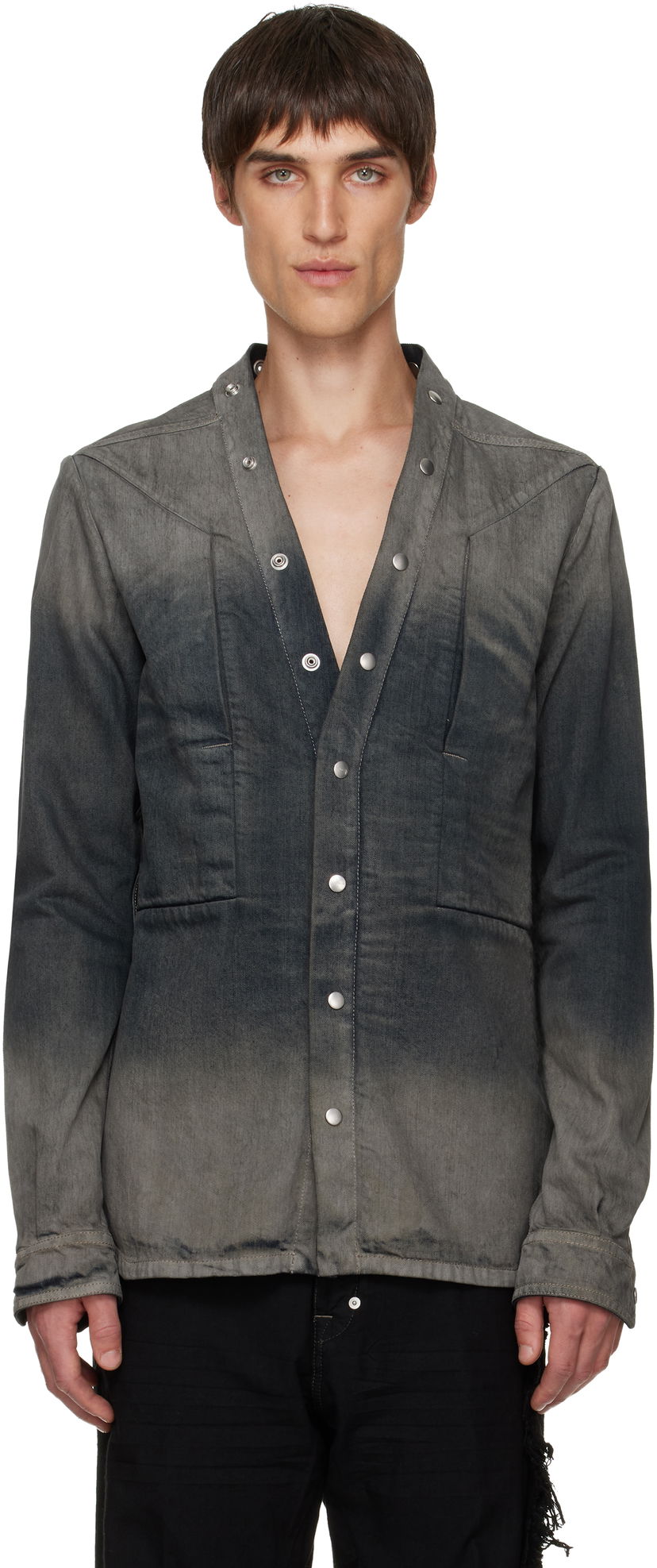 Skjorte Rick Owens Concordians Larry Fogpocket Denim Shirt Grå | RU02E1287 DKDEG