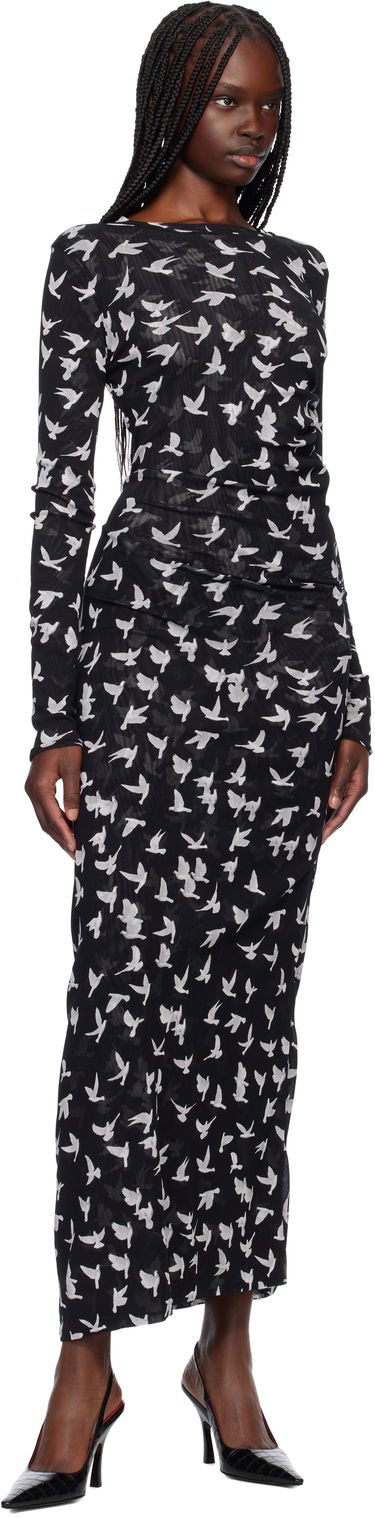 Kjole Stella McCartney Stella McCartney Dove Print Mesh Maxi Dress Sort | 6J03353SPZ89, 3