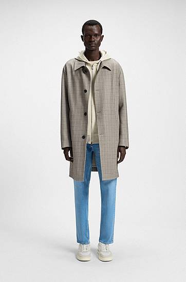 Frakker BOSS BOSS Classic-Fit Check Coat Beige | 50546039, 1