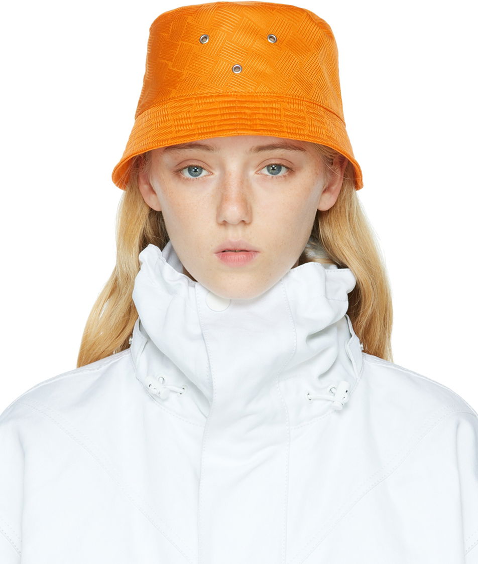 Hat Bottega Veneta Intreccio Jacquard Bucket Hat Orange | 692795 V1PO2, 0