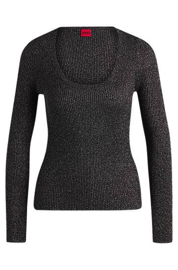Sweater BOSS Slim-Fit Sparkle Sweater Sort | 50522557