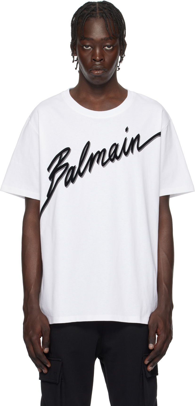 T-shirt Balmain Flocked Logo T-Shirt Hvid | EH1EG010BC86