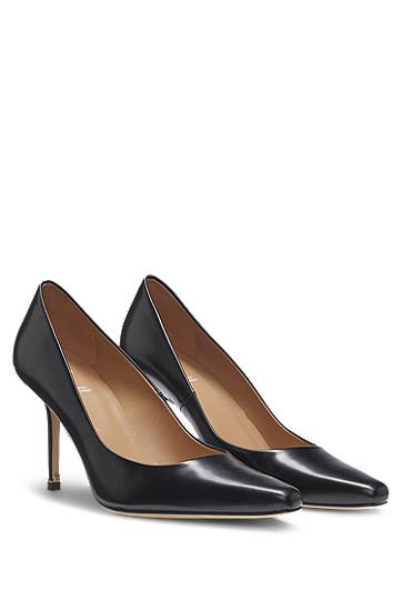 Sneakers og sko BOSS Polished Leather Pointed-Toe Pumps Sort | 50548509