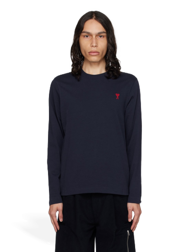 T-shirt AMI Long Sleeve T-Shirt Mørkeblå | UTS205.726