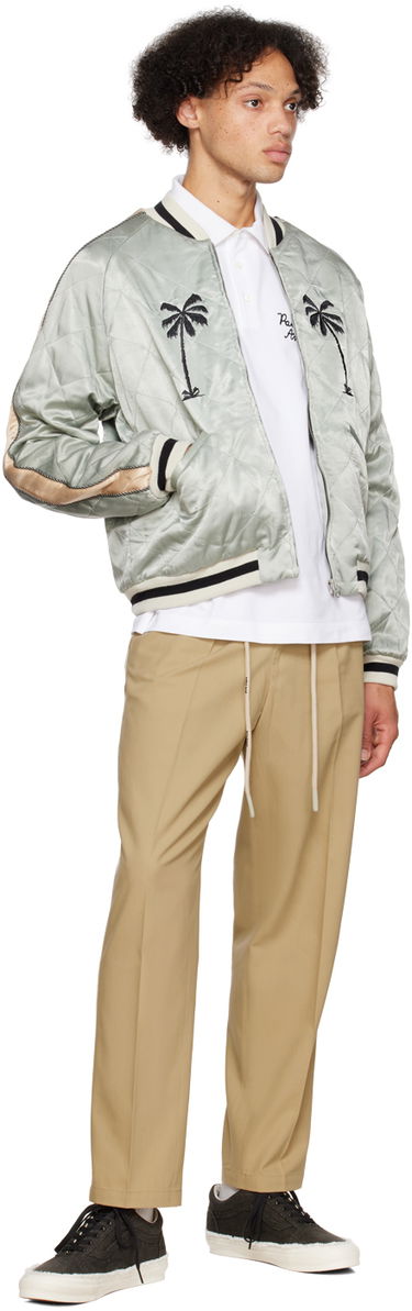Bomberjakke Palm Angels Life Is Palm Souvenir Jacket Grå | PMEA110F22FAB0020910, 4