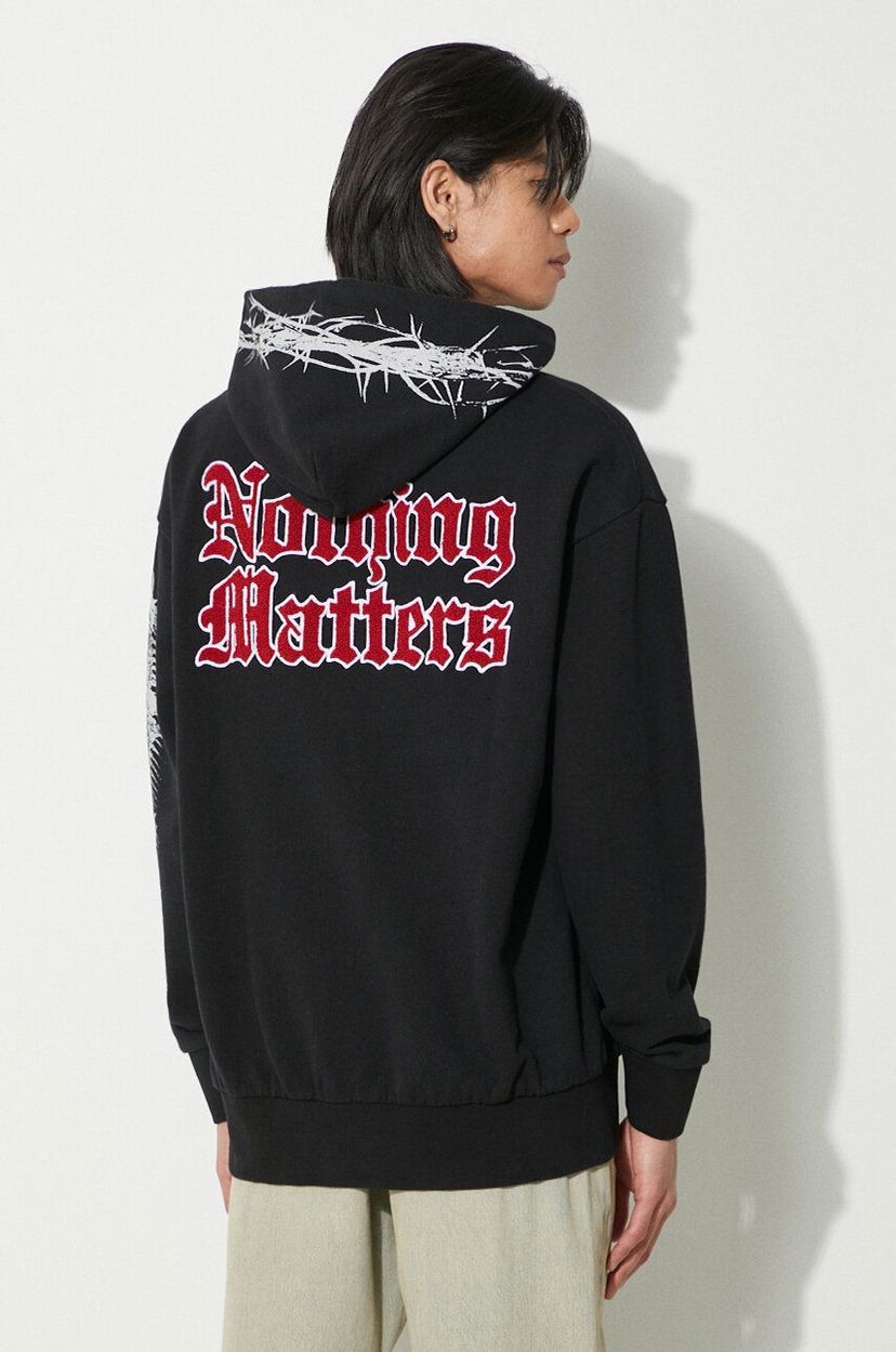 Sweatshirt Aries Nothing Matters Embroidered Hoodie Sort | SUAR20011X