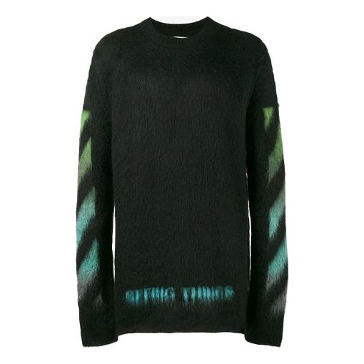 Sweater Off-White Off-White Gradient Loose Fit Sweater Sort | OMHA036F176500041040