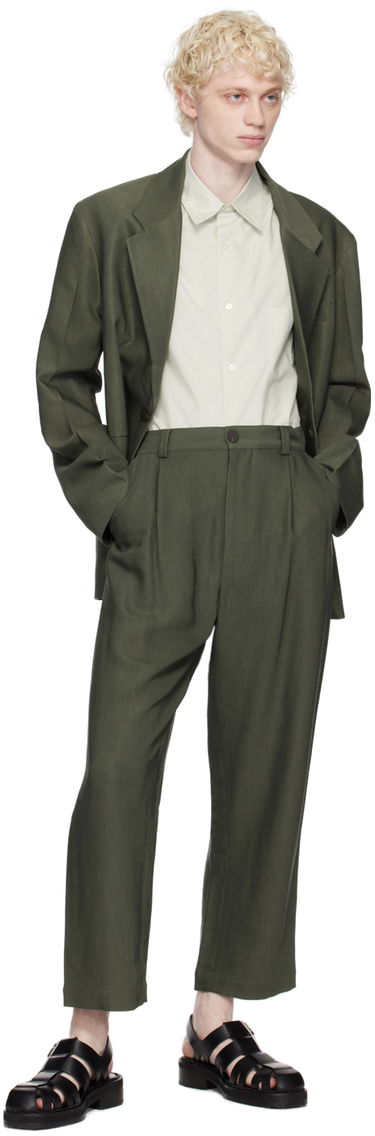 Bukser Studio Nicholson Studio Nicholson Tuck Trousers Grøn | TUCK SNM-787, 3